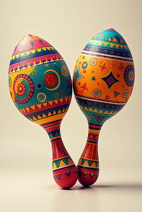 Two maracas of many colors 