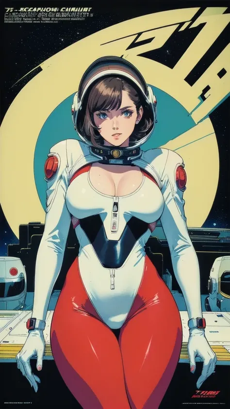 ((( Best Quality Masterpiece ))),(((Absolutely one woman))),(spacesuit that emphasizes cleavage ),((( 70s and 80s space thriller movie posters))),( American Comics ),((( retro vintage style ))),Overwhelmingly complex depiction,Absolute machine group backgr...