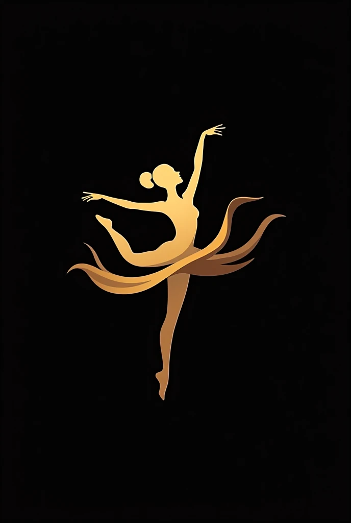  Logo for dance academy with black background and gold logo, Creative that is elegant that wears R P that is allusive to dancing can be a silhouette 