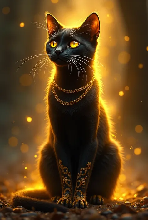 Black cat in gold