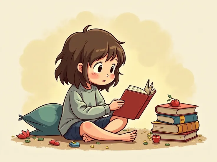 Drawing about the pleasure of reading animated someone reading or something 