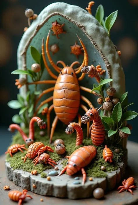 generate a HANDMADE model of the reproduction of invertebrate animals
