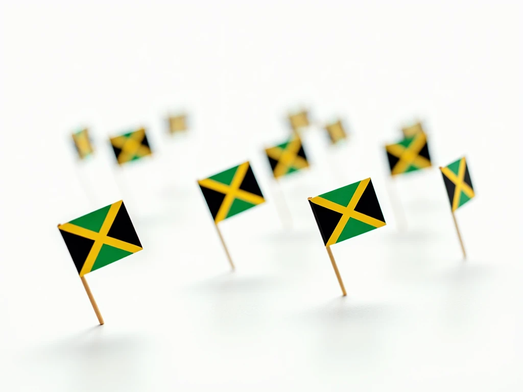 generate a image of tiny jamaiacn flags on a white background