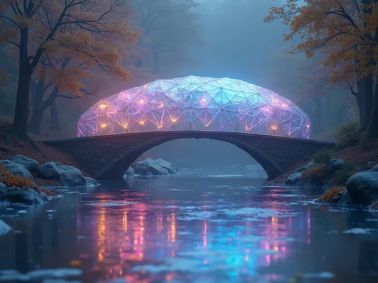   Old mist-covered bridge  ,   Modeled with fused surface tension ,  Latex coating  ,   Pleasant metallic appearance  ,    silky softness   ,  Specular reflection , diamond shine, ,  Stellar brilliance ,   Phantasmal iridescent coating ,  holographic overl...