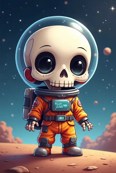 Skull in a spacesuit, cute character,