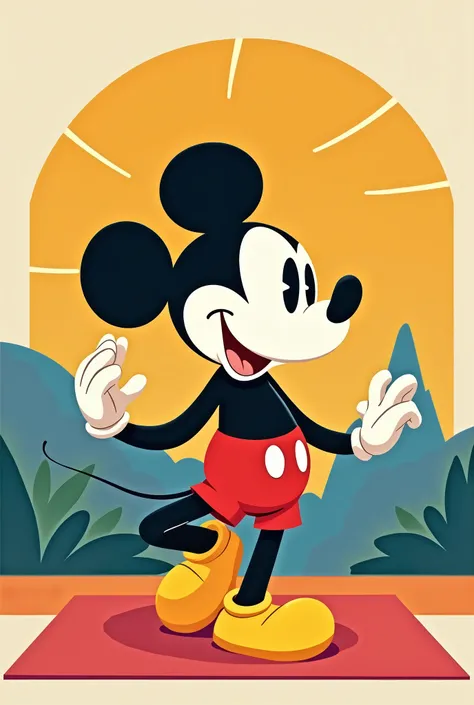 Mickey mouse doing yoga in vector coloring mode 