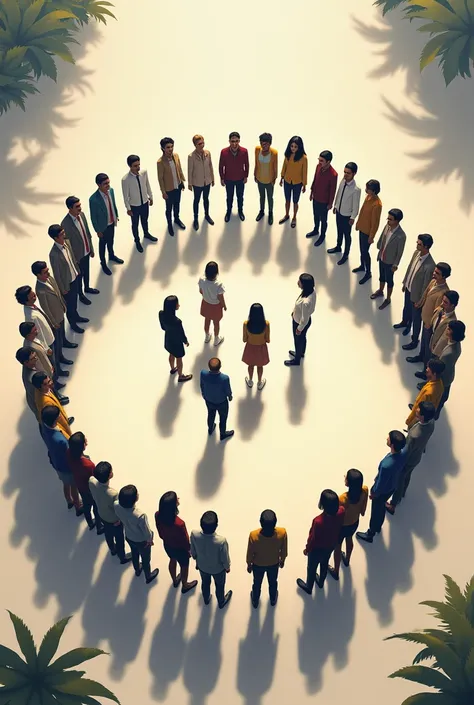 21 students made a large circle and there were five people in the circle.