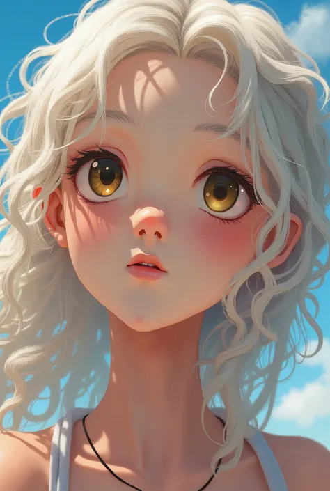 masterpiece，Dazzling colorful light，Ultra Detailed，A girl，big eyes，Extra long curly hair，White-blond hair，A fascinating adventure，Glowing lips，Close-up of face，Exposed shoulders，Dreamy and beautiful，Thick paint of the characters，Fine brushstrokes，wallpaper...