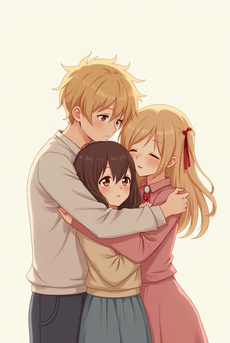 Anime manhwa photo  :  Two blondes hugging a brunette bottom