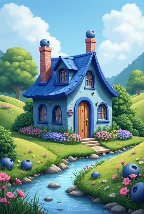 blueberry house
 in artistic
 Marcel Marlier style