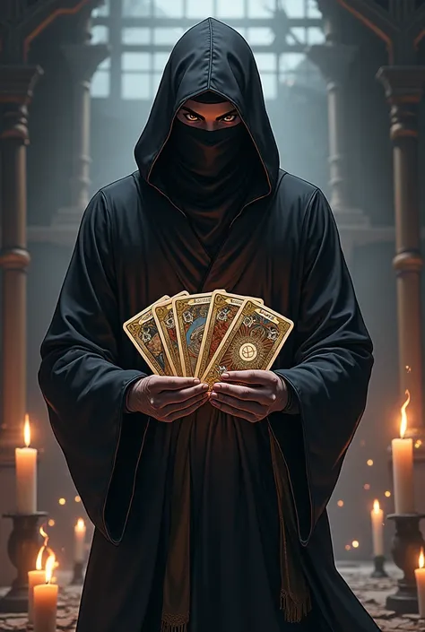 Hattori anime ,  ninja holding tarot cards