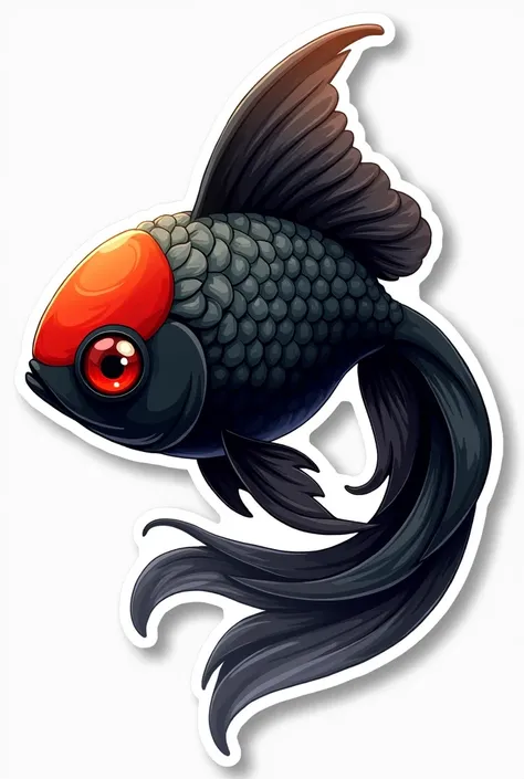 create a sticker for red eyes black goldfish