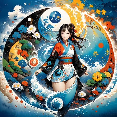 Yin Yang Five Elements ＋ SF with a lot of exposure girl full-body image