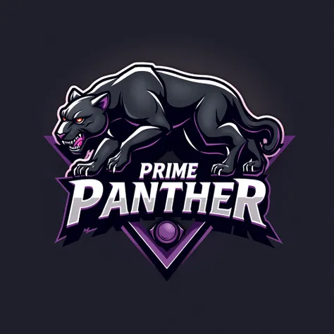 Design a bold and dynamic 3D logo for a cricket team named PRIME PANTHER. The logo should draw inspiration from the Black Panther character, incorporating elements of strength, agility, and power. The central figure should feature a sleek, stylized black p...