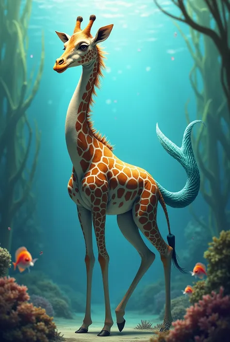 A giraffe with. fish tail