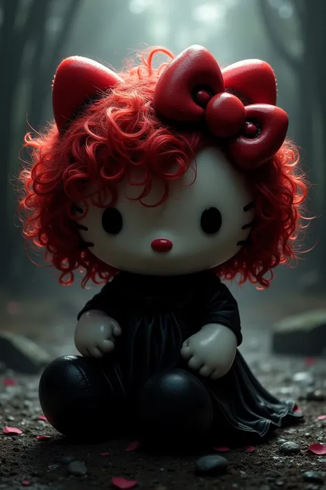 A Hello Kitty Dark with curly and red hair