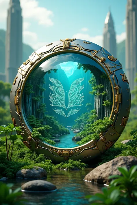 Shield with an image of the environment, technology and innovation 