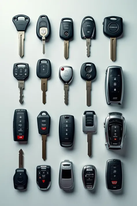 Different types of vehicle keys in one photo 
