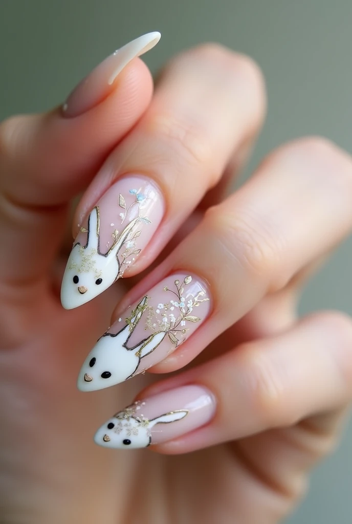 Almond rabbit nail designs
