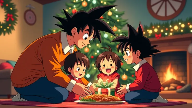 Gokus family enjoying Christmas