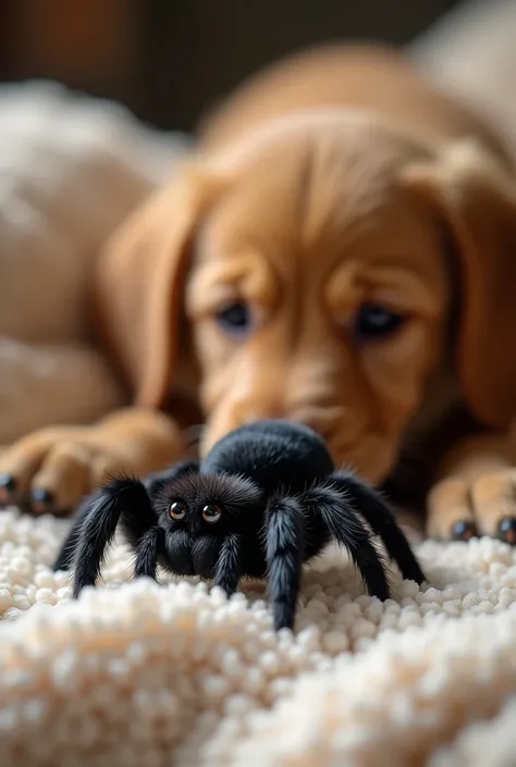 It generates a cute black spider by biting a pet