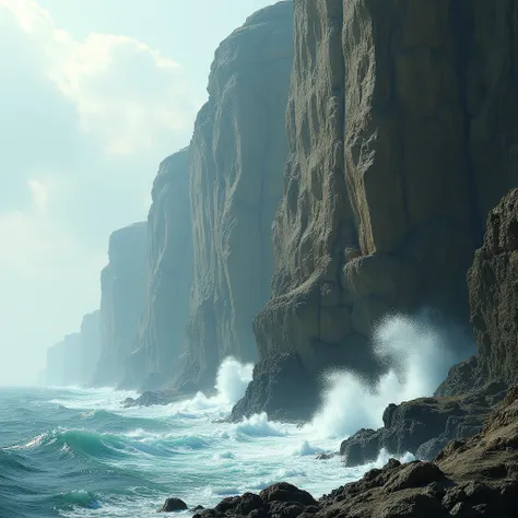 The waves hit the base of the cliffs ,  while the wind erodes the upper parts ,  causing the cliffs to wear out over time.