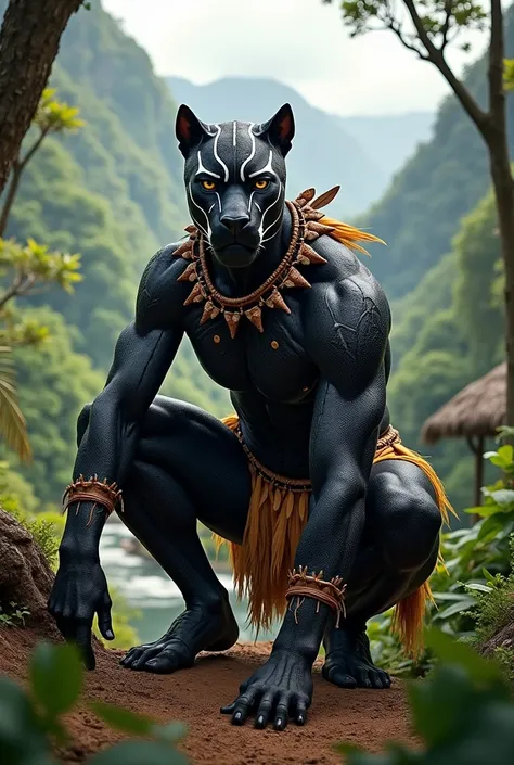 Black panther Character in Papua New Guinea style
