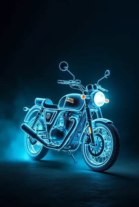 Royal enfield motor cycle in glow in dark colour