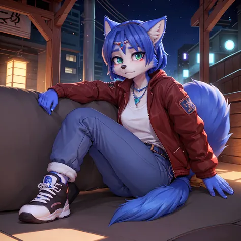 a picture of ((krystal)), Star Fox-Krystal, lovable, green eyes, ((( long blue hair 1 .3))), Decollete, anthro, Fuzzy,  detailed Fluffys fell,  detailed face , (Fluffy),  1 girl, Alone,woman, green eyes, undercut, ultra-realistic 8k cg ,  masterpiece, (( u...