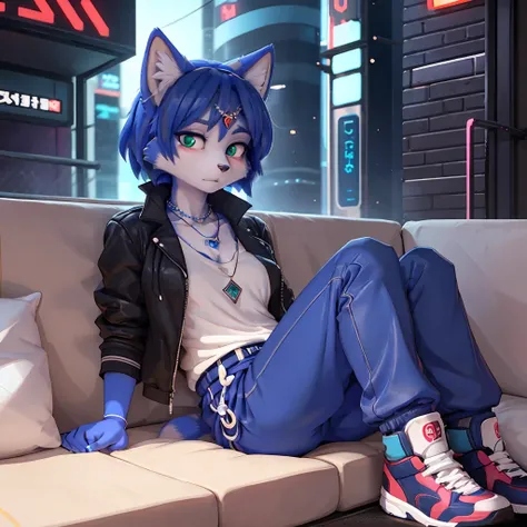 a picture of ((krystal)), Star Fox-Krystal, lovable, green eyes, ((( long blue hair 1 .3))), Decollete, anthro, Fuzzy,  detailed Fluffys fell,  detailed face , (Fluffy),  1 girl, Alone,woman, green eyes, undercut, ultra-realistic 8k cg ,  masterpiece, (( u...