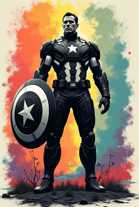 Captain America fusion iron man black and white color Atlético Mineiro colorful background scenery 