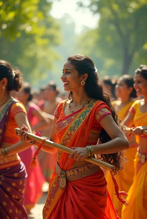 Kollatam , Telugu girls , playing kollatam , kollatam sticks, half sarees ,college students