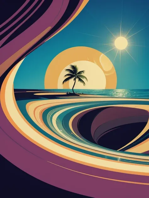  From the 1970s  , rzminjourney, vector art, summer design, hot as hawaii