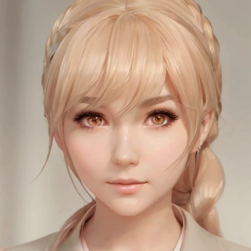  There is a woman with long hair who wears a suit and tie , secretaria hiperrealistic, secretaria hiperrealistic, Realistic young anime girl  ,  anime-style realism  , estilo de arte anime realistic , estilo de arte de anime realistic , Estilo anime 3D rea...