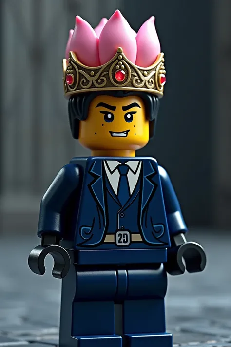 Jay Walker from Ninjago dressed in a dark navy blue suit and a lotus crown on his head 