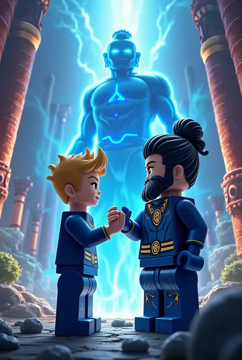 Jay Walker from Ninjago holding Ne Zhans hand 