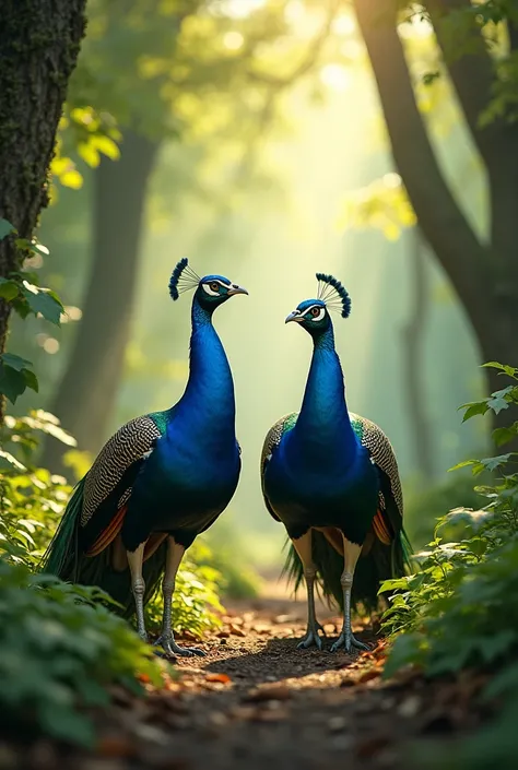 pair of peacocks give us the massage of hope and resilience to achieve the success of escaping in the forest 
