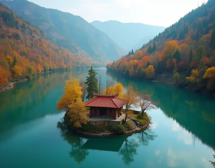 Minimarg is a baautiful valley and there is a small beautiful lake with crytal clear water and hut is on the side of lake with red roof top with shangrila style, visited this place in autumn season.picture taken from drone 