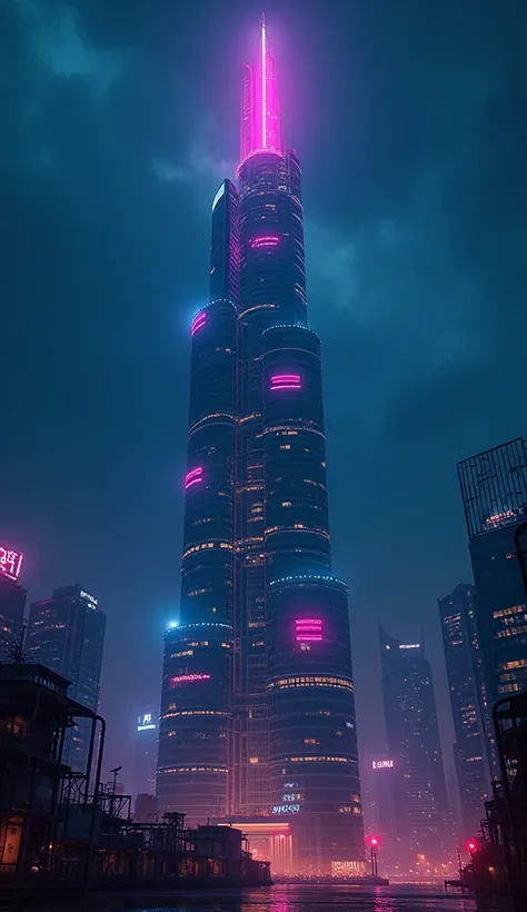 Skyscraper Night View Neon Top Quality Ultra HD Cyberpunk