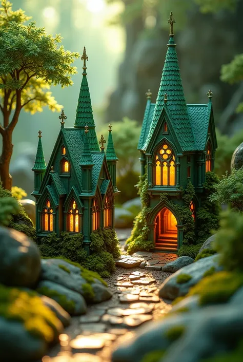  best quality, Practical, photoPractical,  super detailed, Wide range of colors，green，粉red，red，green，Golden，money
((Miniature Scenery )),(Gothic architecture)，Tree of God， Transparent
It has very detailed carvings " Southern Iceland " porcelain,
Ultra Wide...