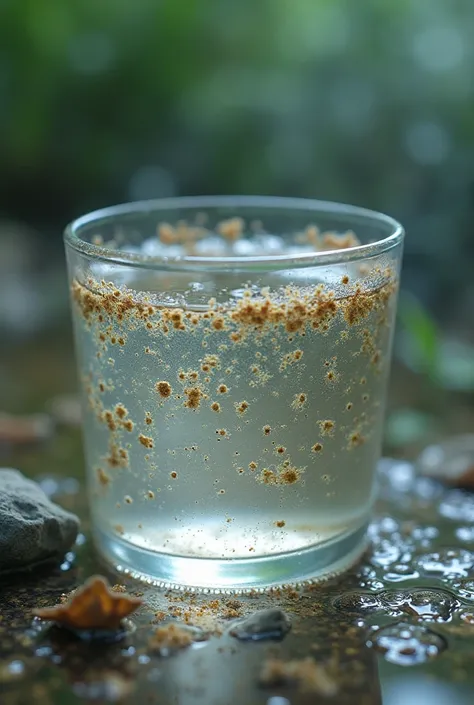 water in which microparticles of dirt can be seen