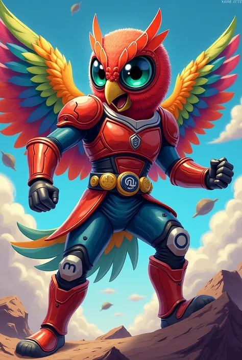 Kamen Rider base on parrot and owl in cartoon image.