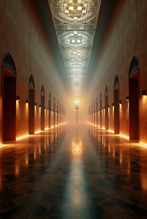 You can create a time corridor that is infinite in both directions, that has mirrors and doors and a pendulum clock, that the corridor looks like eternity, that is very illuminated, a lot of light. 