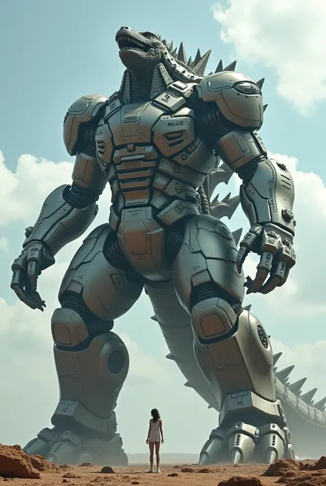 Supreme Godzilla Giant Robot ,  Ultra Large Facing Tiny Woman