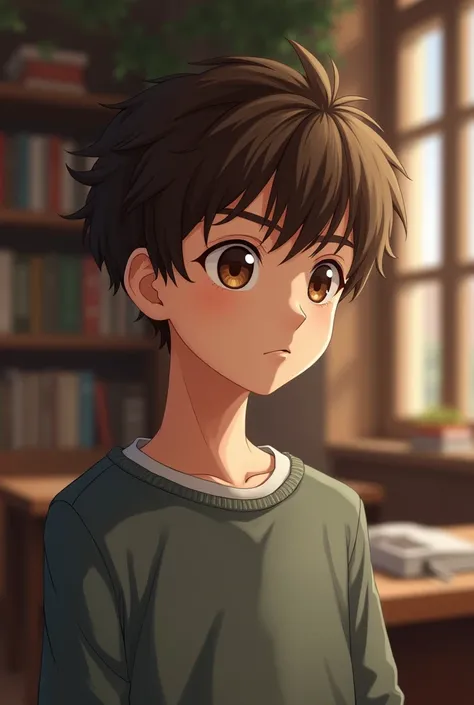 Brown short hair brown eyes student , boy