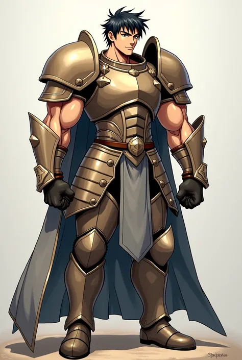  Full size image ,  face profile,  From head to toe , de perfil y head on, young man, 34 years old, male anime character , strong,  wide-bodied fighter , vistiendo una armadura  armor inspired by the style of the knights of the zodiac (Saint Seiya),  armor...