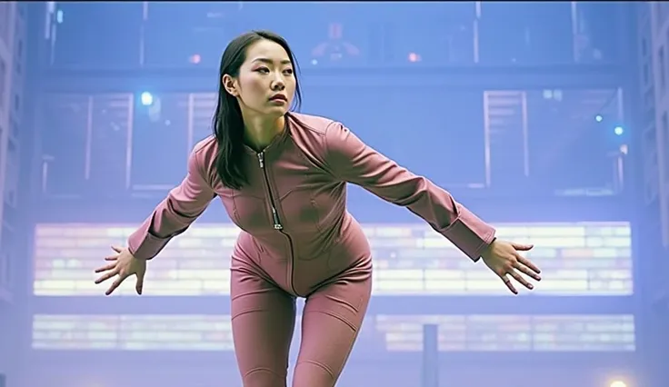 a beautiful korean woman, wearing pink spiderwoman costume, full body costume except head, full body shot, standing, hyper realistic, intricate details, cinematic lighting, dramatic poses, chiaroscuro lighting, volumetric lighting, realistic skin texture, ...