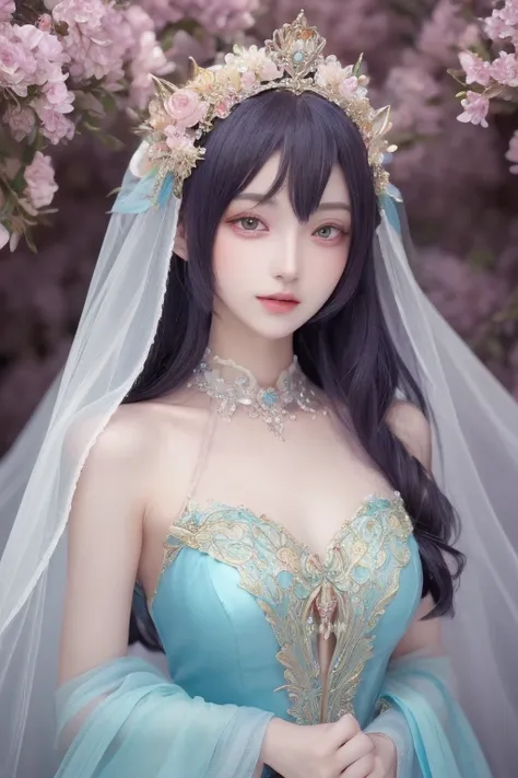   woman wearing veil and butterfly close-up, ((  of a beautiful miracle queen )), Fantasy art style,   of a beautiful miracle queen , Exquisite fantasy anime  ,   Beautiful anime   portrait,   Beautiful anime   style,   Beautiful anime   woman,   Beautiful...