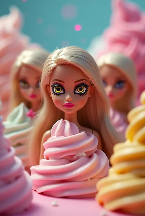 ice cream and eye lenses (tiger) and barbie dolls