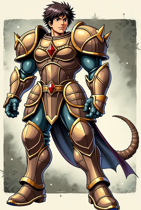  Full size image ,  face profile,  From head to toe , de perfil y head on, young man, 34 years old, male anime character , strong,  wide-bodied fighter , vistiendo una armadura  armor inspired by the style of the knights of the zodiac (Saint Seiya),  armor...